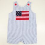 Infant Woven Flag Applique Blue Romper