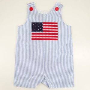 Infant Woven Flag Applique Blue Romper
