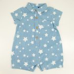 Infant Chambray Star Blue Romper