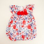 Infant Red, White, and Blue Floral Chiffon Bubble Romper