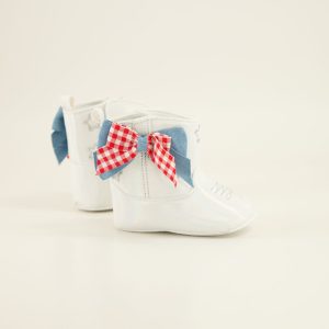 Toddler Ribbon Bow White Boots