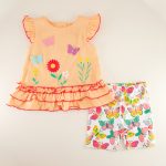 Infant Butterfly and Flower Applique Top and Short Set