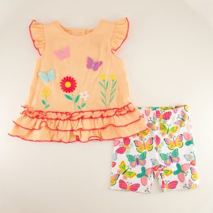 Infant Butterfly and Flower Applique Top and Short Set