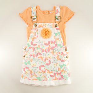 Toddler Butterfly Print with Petal Flower Shortall