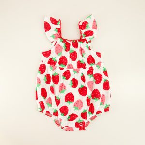 Infant Strawberry Woven Bubble Romper