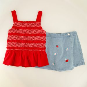 Toddler Embroidered Tank and Denim Scooter Skirt