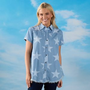 Star Print Denim Tunic