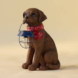 Puppy Statue with Solar Lantern