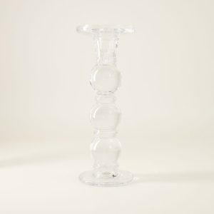 Large Glass Taper Candle Holder