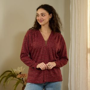 Lurex Red Knit Cardigan
