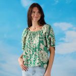 Layer Sleeve Green Peasant Top