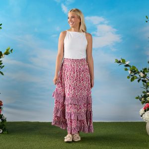 Purple Ruffle Maxi Skirt