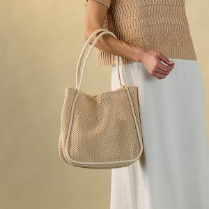 Cream Straw Tote