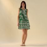 Green Leaf Print Shift Dress