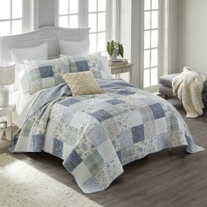 Donna Sharp Blue Pastures 3 Piece Cotton King Quilt Set
