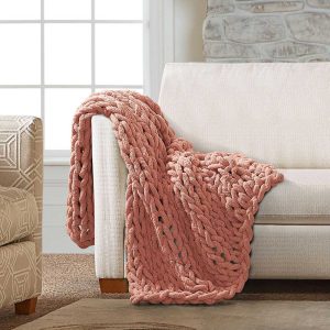Chenille Knitted Throw – Canyon Clay
