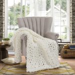 Chenille Knitted Throw – Ivory